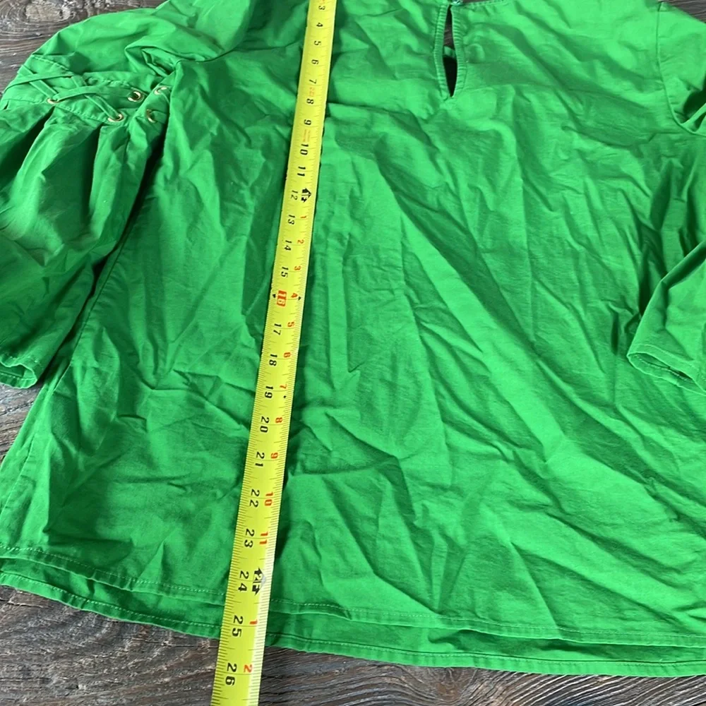 Michael Kors green cotton bell sleeved blouse EUC Size XS - Picture 9 of 10